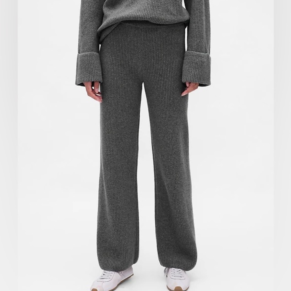 INDUSTRY Rib-Knit Wide-Leg Pants - Gray